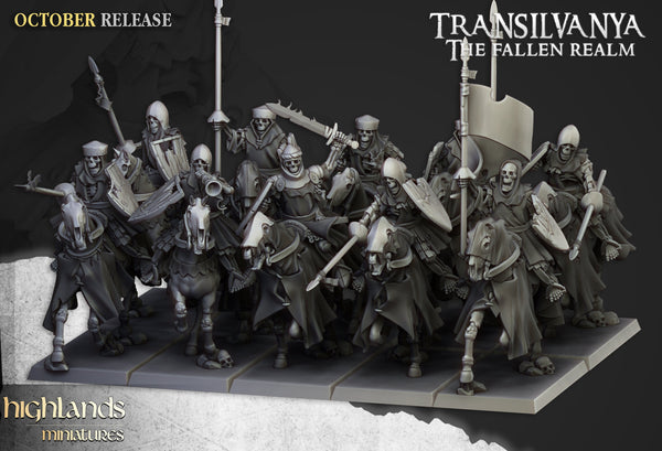 Spectres of Transilvanya  - Mounted Skeleton Unit  by Highlands Miniatures