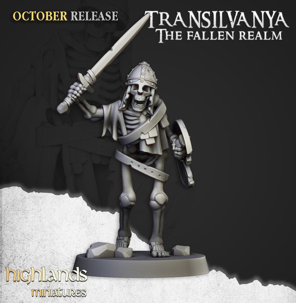 Spectres of Transilvanya - Skeleton  Swordsmen Warriors  by Highlands Miniatures