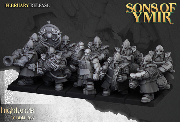 Sons of Ymir - Dwarf Fire spitter  Unit by Highlands Miniatures