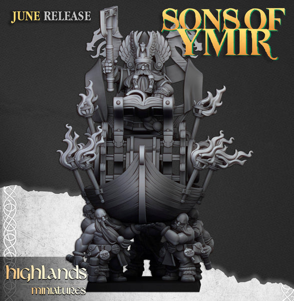 Sons of Ymir - Dwarf King on Throne Unit by Highlands Miniatures