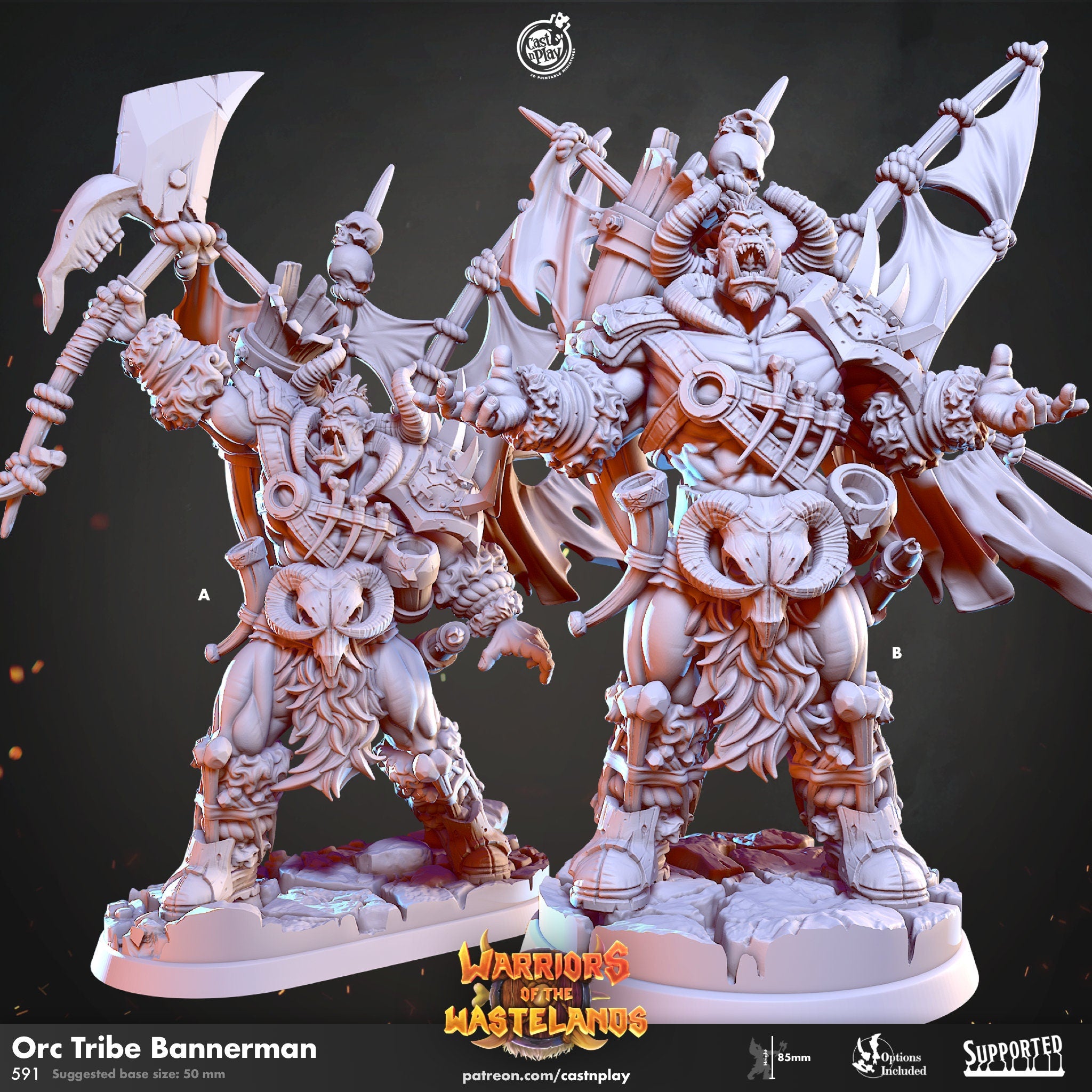 Orc Tribe Bannerman by Cast N Play (Warriors of the Wastelands)
