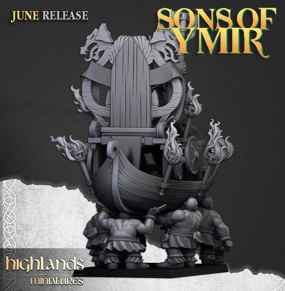 Sons of Ymir - Dwarf King on Throne Unit by Highlands Miniatures