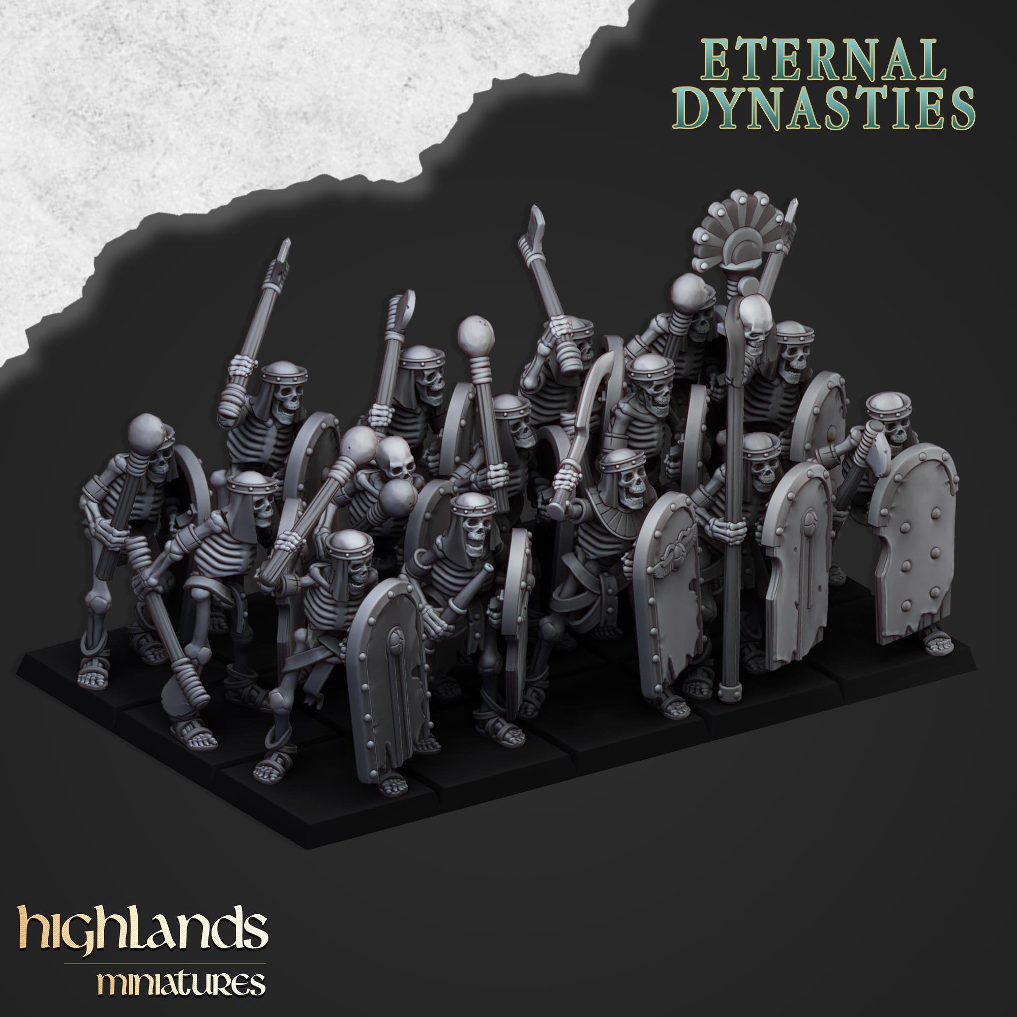 Eternal Dynasties - Ancient Skeletons with melee weapons  by Highlands Miniatures