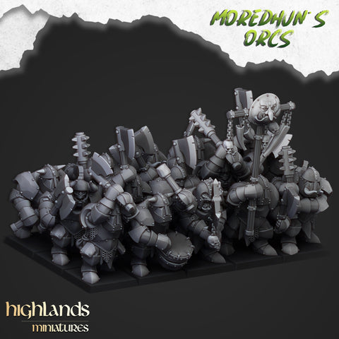 Moredhun's Orcs - Armored Orc warriors  Unit by Highlands Miniatures