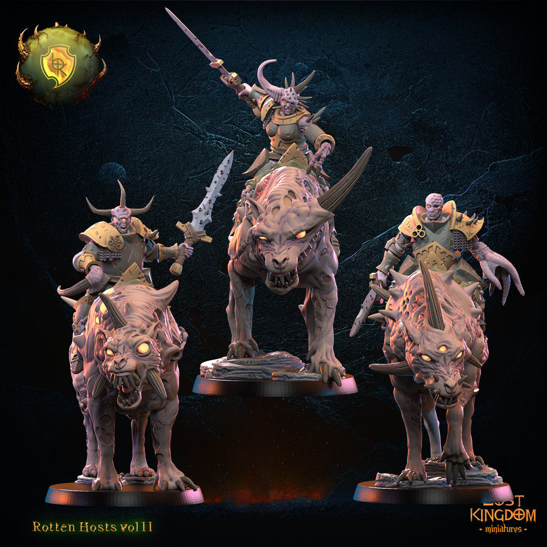 Chaos -Sickness knights on Rotten Wolves by Lost Kingdom Miniatures
