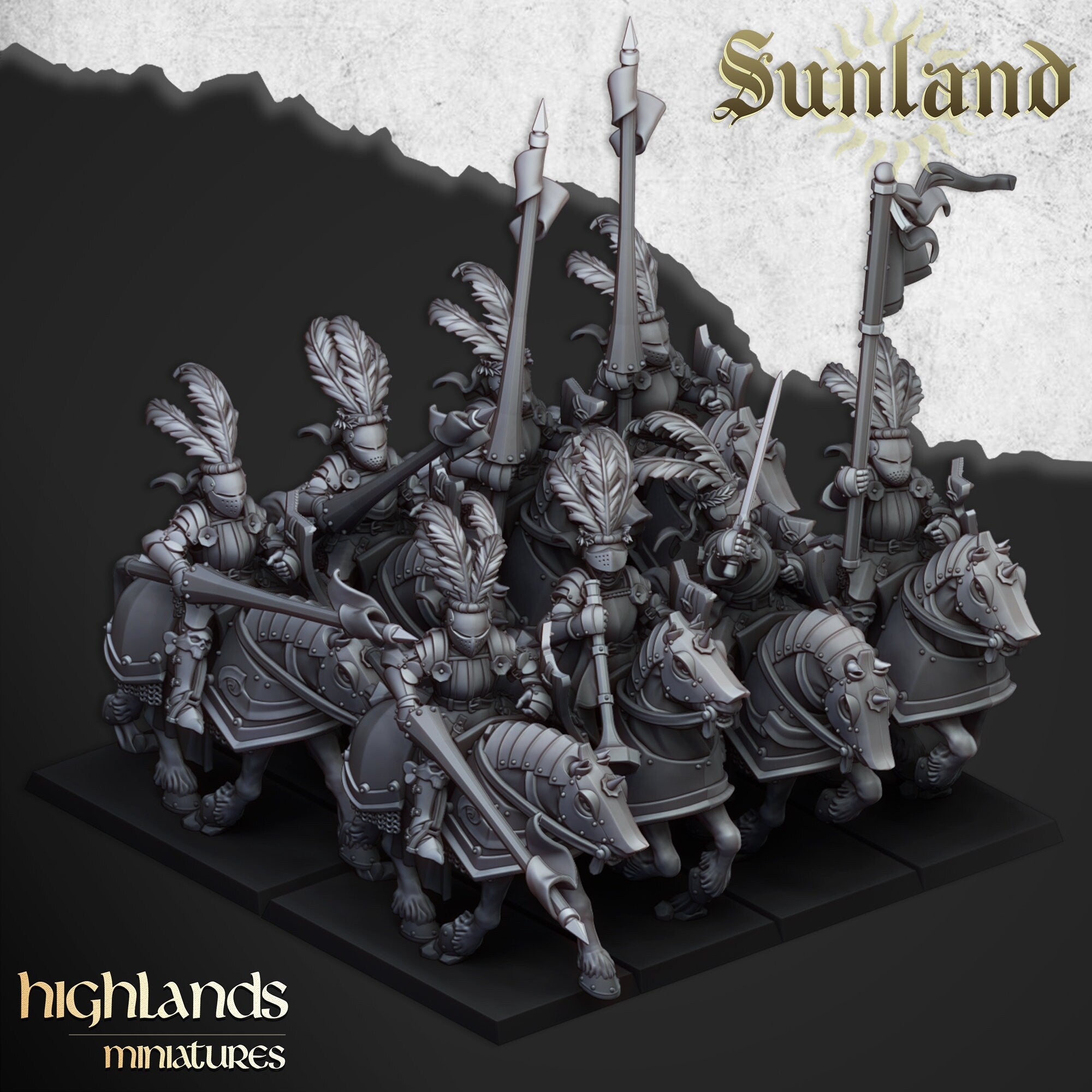 Sunland Knights on Horse By Highlands Miniatures