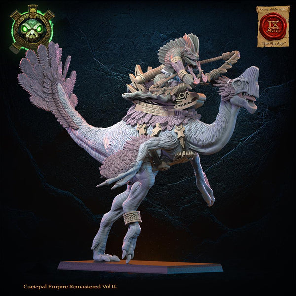 Cuetzpal Empire Remastered- Tocih, Cuetzpalli Heroine on Oviraptor   By  Lost Kingdom Miniatures