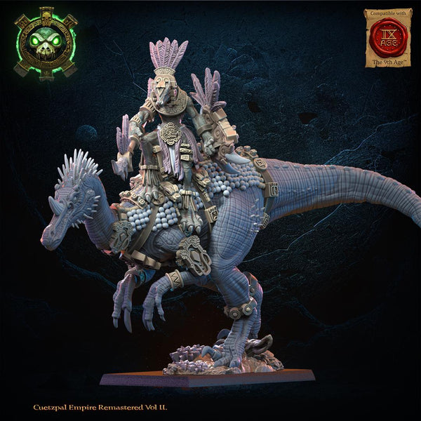 Cuetzpal Empire Remastered- Itzcueye, Cuetpalli Heroine on Ceratomimusr   By  Lost Kingdom Miniatures