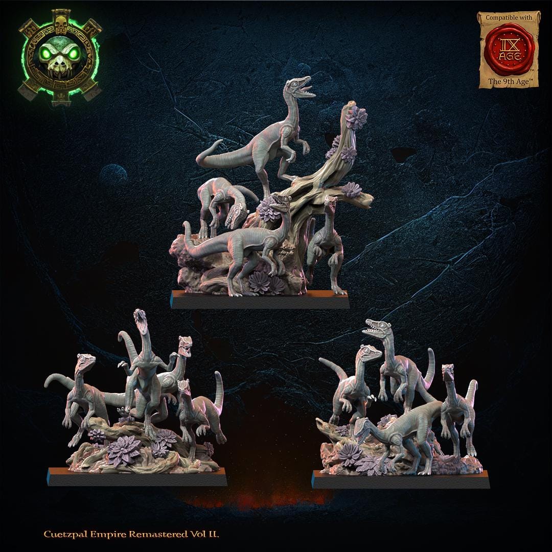 Cuetzpal Empire Remastered- Compsognathus Swarm   By  Lost Kingdom Miniatures