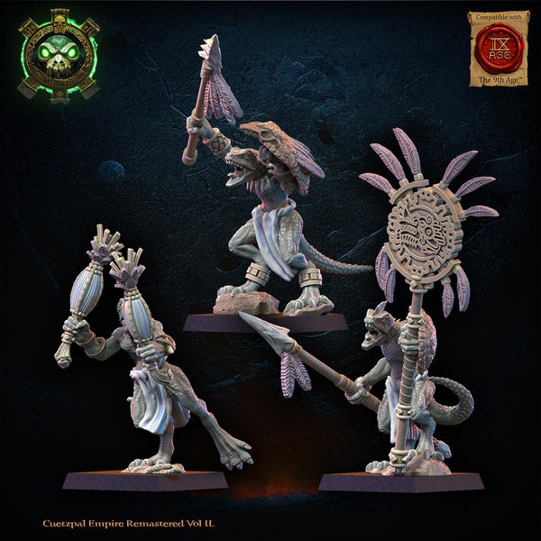 Cuetzpal Empire Remastered- Cuetzpalli Regiment Command Group   By  Lost Kingdom Miniatures