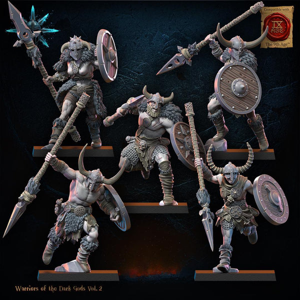 Warriors of the Dark Gods - Barbarian Regiment with Spears / Axes by Lost Kingdom Miniature