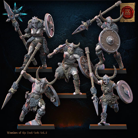 Warriors of the Dark Gods - Barbarian Regiment with Spears / Axes by Lost Kingdom Miniature