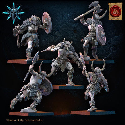 Warriors of the Dark Gods - Barbarian Regiment with Axes by Lost Kingdom Miniature