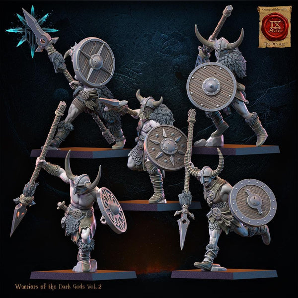 Warriors of the Dark Gods - Barbarian Regiment with Spears / Axes by Lost Kingdom Miniature