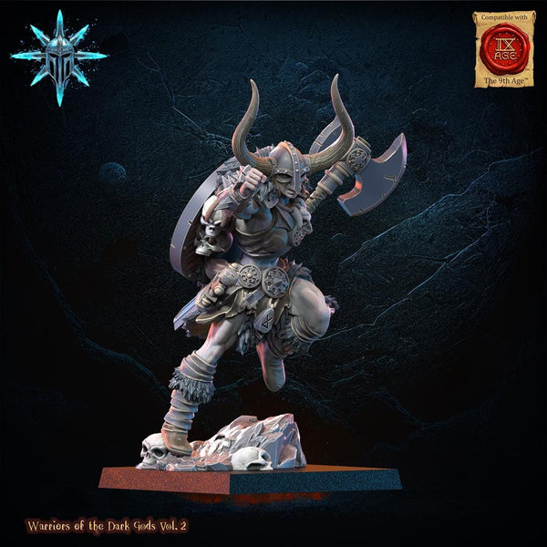 Warriors of the Dark Gods - Barbarian Chief with Spear / Axe by Lost Kingdom Miniatures