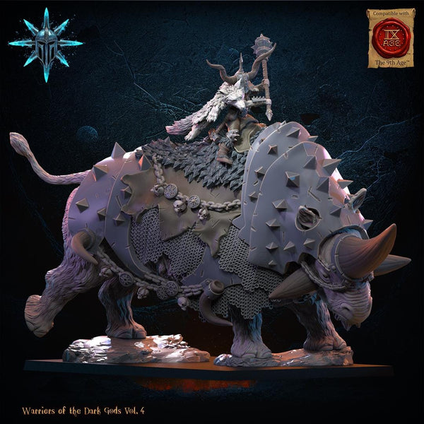 Warriors of the Dark Gods - Wasteland Wooly Trihorn by Lost Kingdom Miniatures