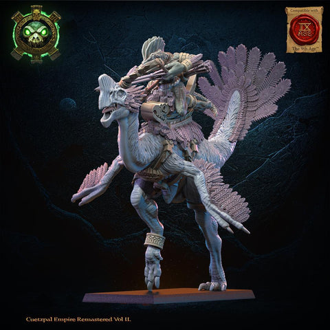 Cuetzpal Empire Remastered- Tocih, Cuetzpalli Heroine on Oviraptor   By  Lost Kingdom Miniatures