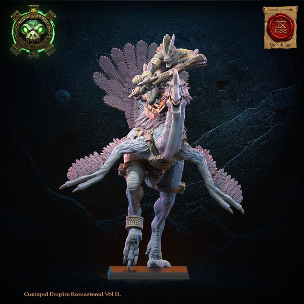 Cuetzpal Empire Remastered- Tocih, Cuetzpalli Heroine on Oviraptor   By  Lost Kingdom Miniatures