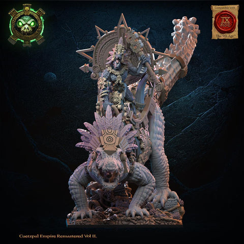 Cuetzpal Empire Remastered - Citlallicue, Cipactli Heroine on Deinosuchus By  Lost Kingdom Miniatures