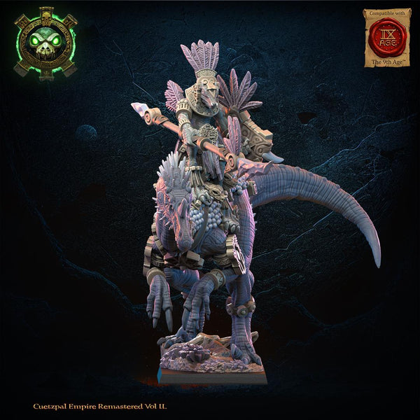 Cuetzpal Empire Remastered- Itzcueye, Cuetpalli Heroine on Ceratomimusr   By  Lost Kingdom Miniatures
