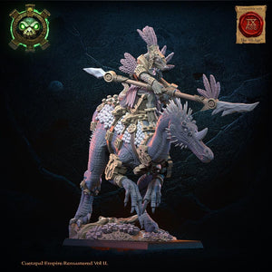 Cuetzpal Empire Remastered- Itzcueye, Cuetpalli Heroine on Ceratomimusr   By  Lost Kingdom Miniatures