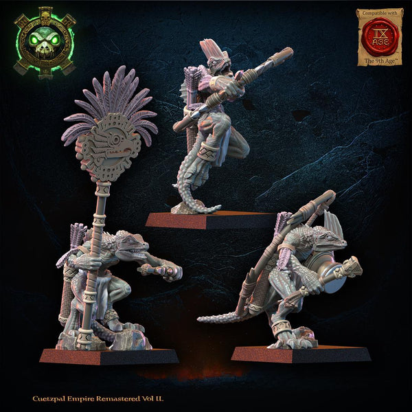 Cuetzpal Empire Remastered- Cuetzpalli Regiment Command Group   By  Lost Kingdom Miniatures