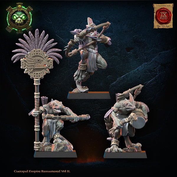 Cuetzpal Empire Remastered- Cuetzpalli Regiment Command Group   By  Lost Kingdom Miniatures