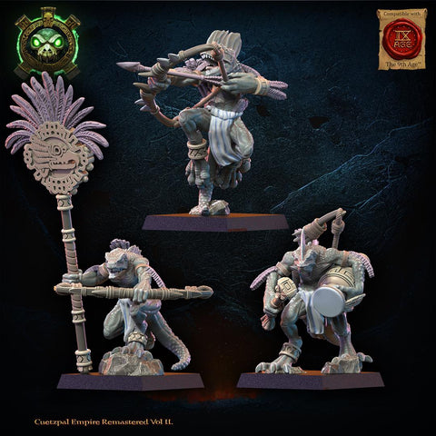 Cuetzpal Empire Remastered- Cuetzpalli Regiment Command Group   By  Lost Kingdom Miniatures