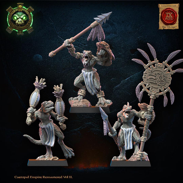 Cuetzpal Empire Remastered- Cuetzpalli Regiment Command Group   By  Lost Kingdom Miniatures
