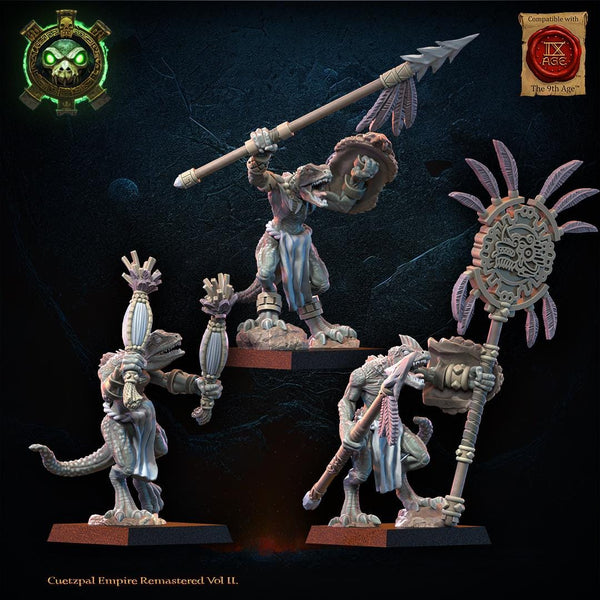 Cuetzpal Empire Remastered- Cuetzpalli Regiment Command Group   By  Lost Kingdom Miniatures