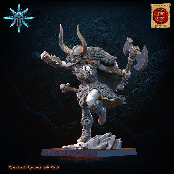 Warriors of the Dark Gods - Barbarian Chief with Spear / Axe by Lost Kingdom Miniatures
