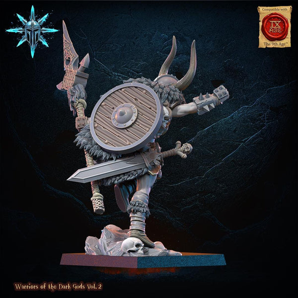 Warriors of the Dark Gods - Barbarian Chief with Spear / Axe by Lost Kingdom Miniatures