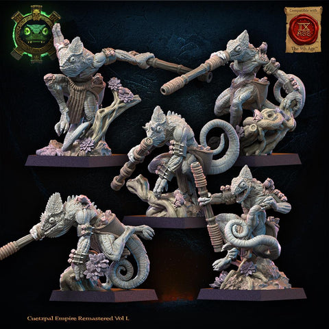 Cuetzpal Empire Remastered- Kuaxotl Unit with blowpipes  By  Lost Kingdom Miniatures