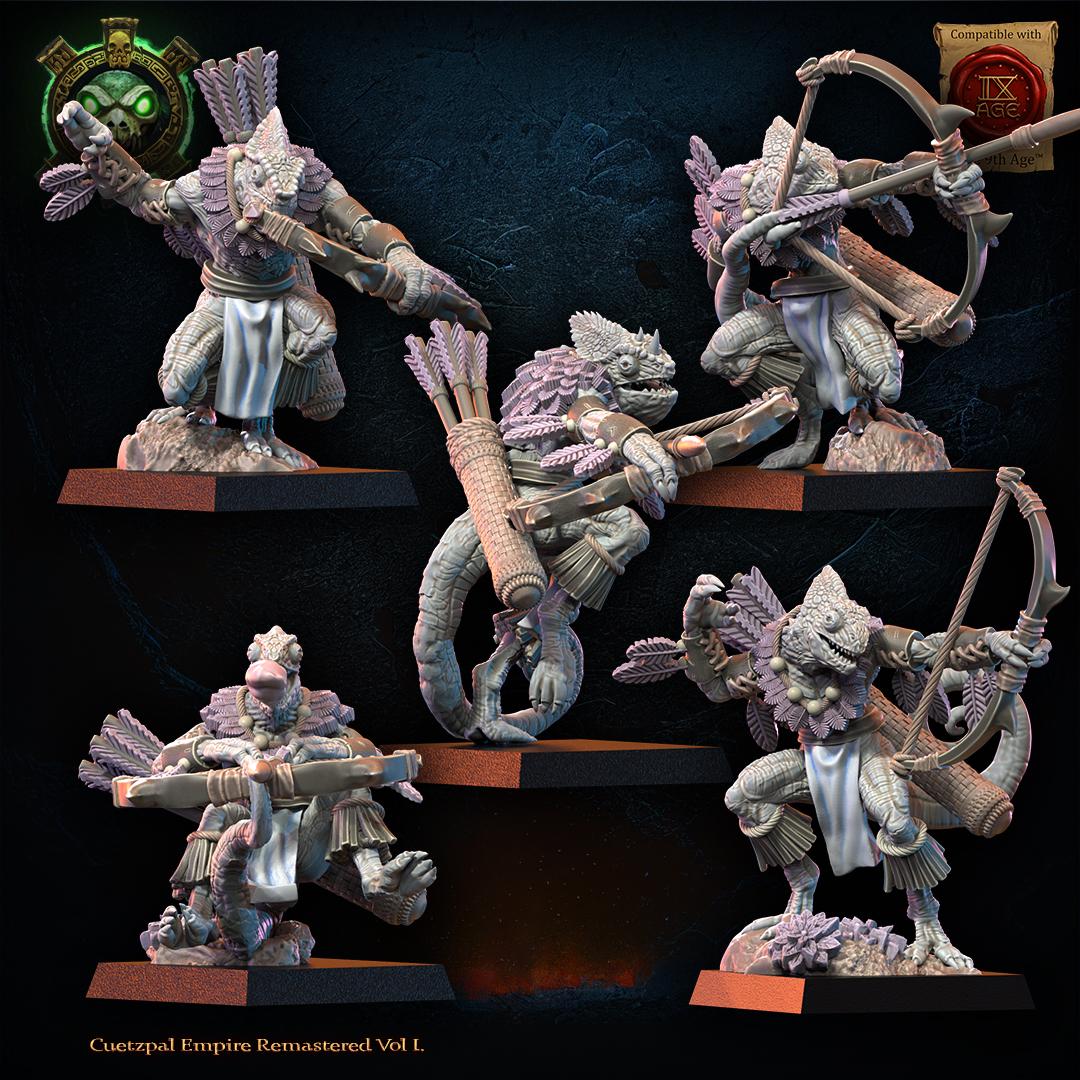 Cuetzpal Empire Remastered- Kuaxotl Unit with bows  By  Lost Kingdom Miniatures