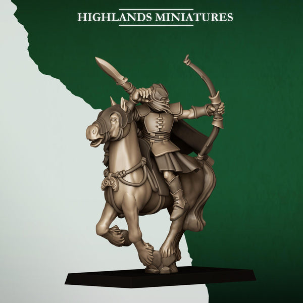 Feral Elves - Mounted Feral Archers  by Highlands Miniatures