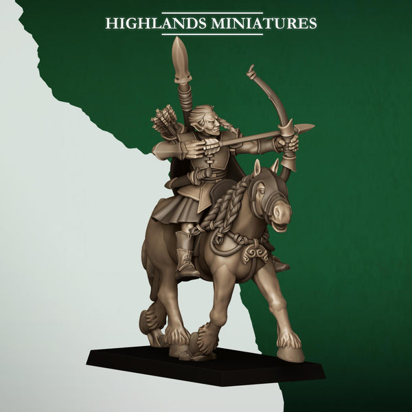 Feral Elves - Mounted Feral Archers  by Highlands Miniatures