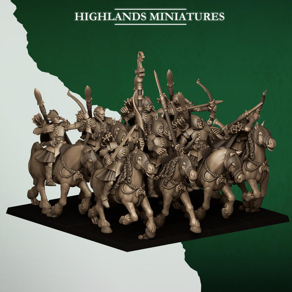 Feral Elves - Mounted Feral Archers  by Highlands Miniatures