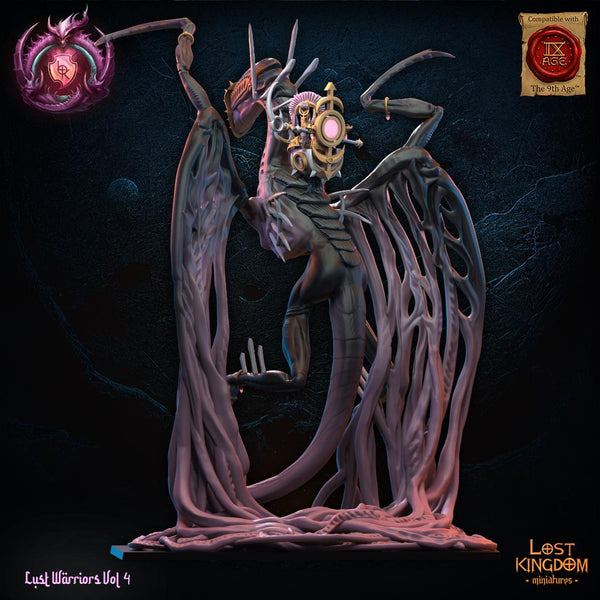 Warriors of the Dark Gods (Lust Warriors) -  Skye, Lust Chosen on Depraved Dragon by Lost Kingdom Miniatures