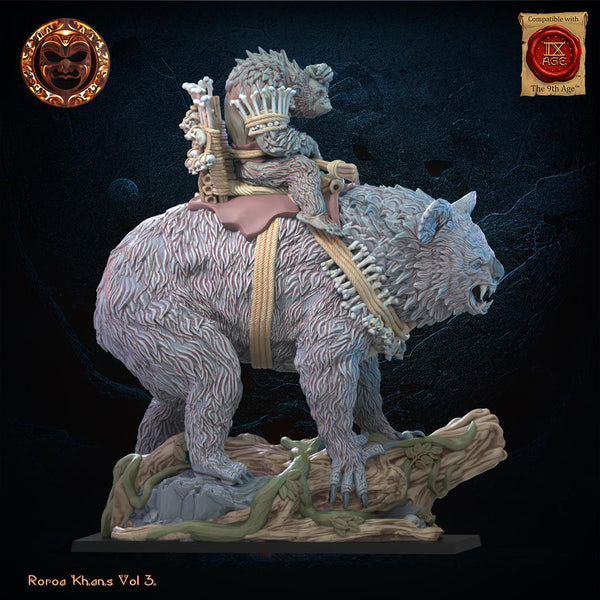 Roroa Khans - Maero Hero on Drop Bear by Lost Kingdom Miniatures