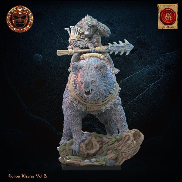 Roroa Khans - Maero Hero on Drop Bear by Lost Kingdom Miniatures