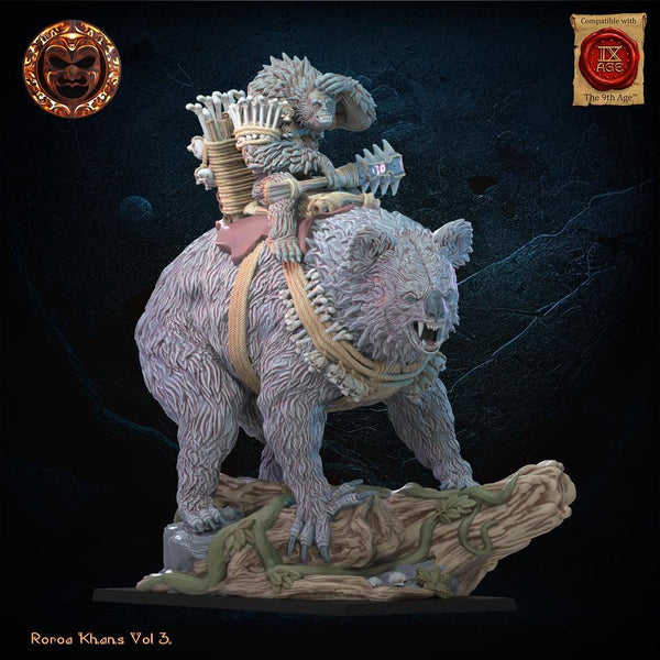 Roroa Khans - Maero Hero on Drop Bear by Lost Kingdom Miniatures