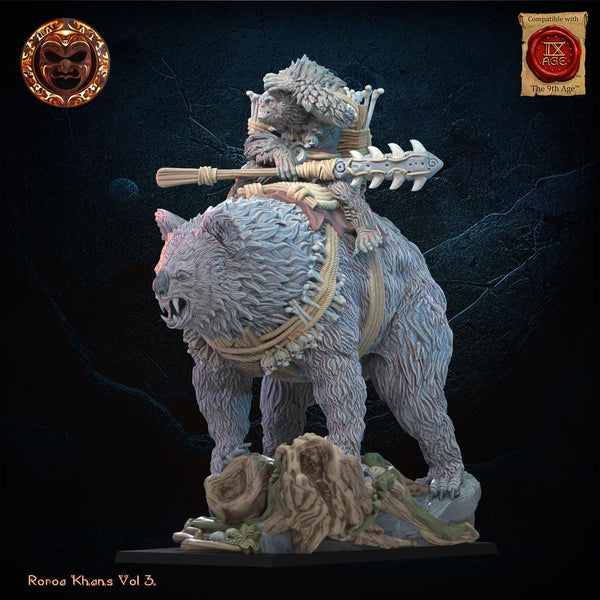 Roroa Khans - Maero Hero on Drop Bear by Lost Kingdom Miniatures