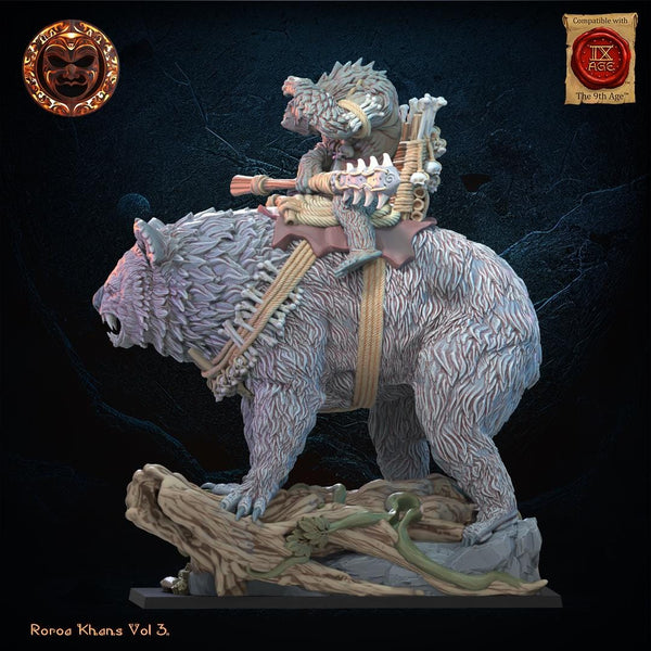 Roroa Khans - Maero Hero on Drop Bear by Lost Kingdom Miniatures