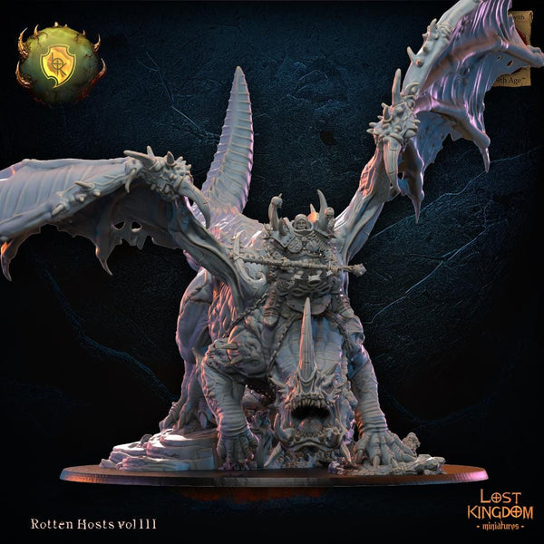 Warriors of the Dark Gods (Rotten Hosts) - Freida Oozing Eye on Gooey Dragon by Lost Kingdom Miniature