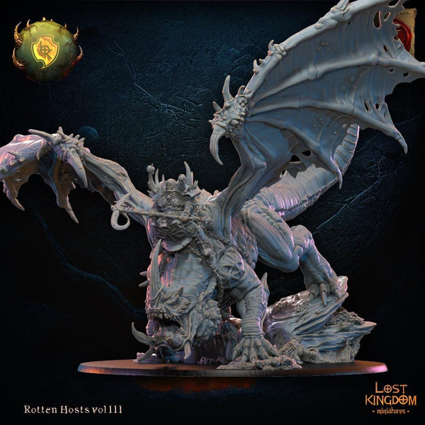 Warriors of the Dark Gods (Rotten Hosts) - Freida Oozing Eye on Gooey Dragon by Lost Kingdom Miniature