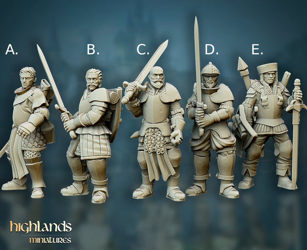 Gallia - The Medieval Kingdom - Questing Knights on Foot by Highlands Miniatures