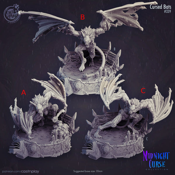 Cursed Bats Cast N Play Midnight Curse 3d Printed Miniature