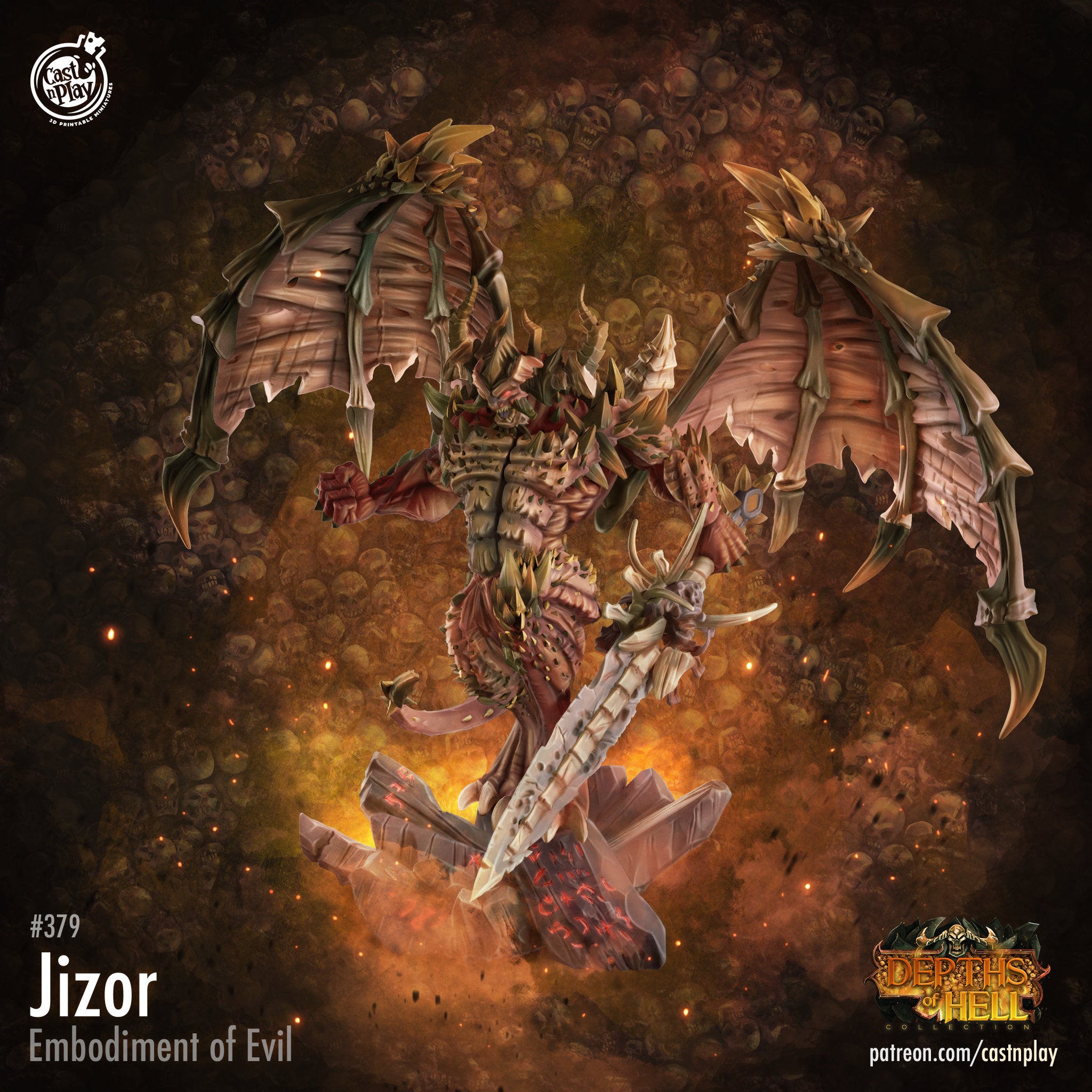 Jizor - Embodiment of Evil  Cast N Play Depths of Hell 3d Printed Miniature