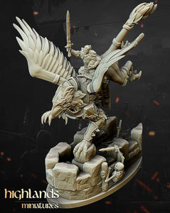 Gallia - The Medieval Kingdom - Highlands Miniatures Alexander the young prince on Hippogriff.