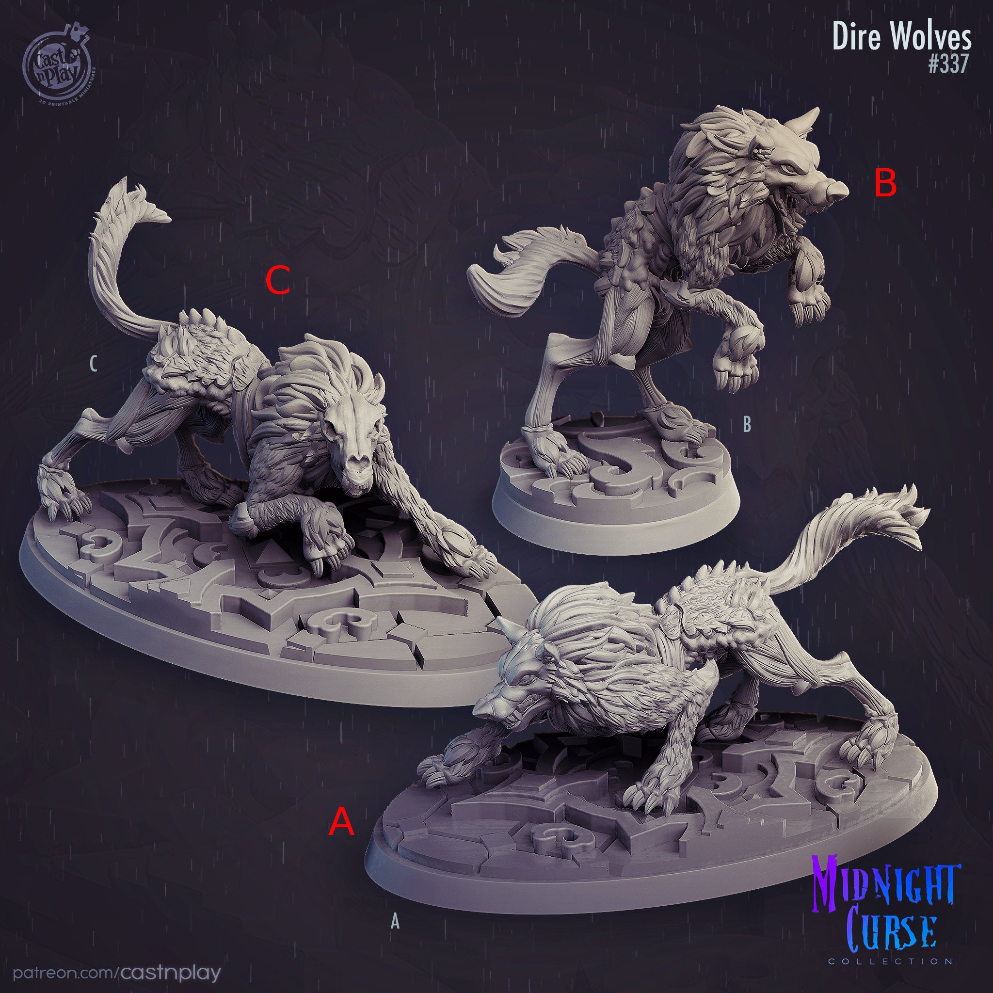 Midnight Wolf Cast N Play Midnight Curse 3d Printed Miniature